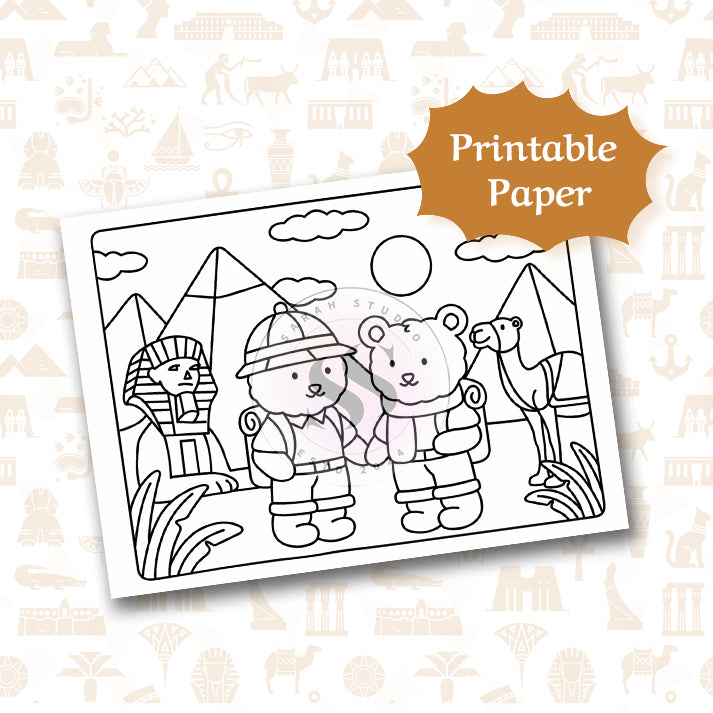 Biscuit & Sisi’s Egypt Printable Coloring Page 🌍🎨 | Fun, Cute, And Cozy